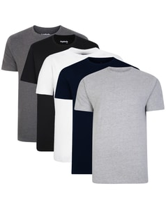 Bigdude 5 Pack Plain T-Shirts Multi Tall